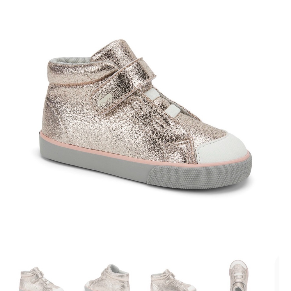 See Kai Run Rose Gold Metallic High-Top Kids Sneakers